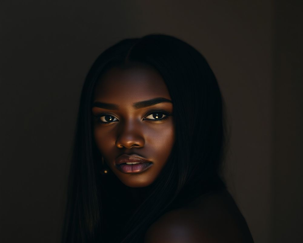 Zara Okafor artistic creative portrait with dramatic shadows